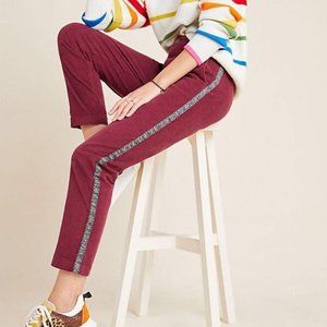 Sundry Burgundy Corduroy Straight Leg Leopard Pant
